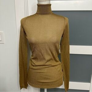 Jan & Carlos Gold Semi Sheer Turtleneck SZ 40 EU/8 US Deadstock Luxury NWT $425